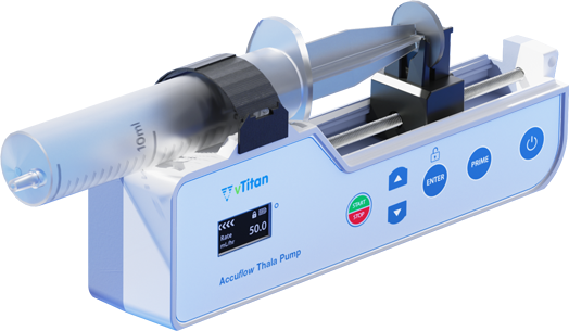 vTitan's product, Accuflow Thala Pump, is used to do iron chelation therapy for thalassemia patients